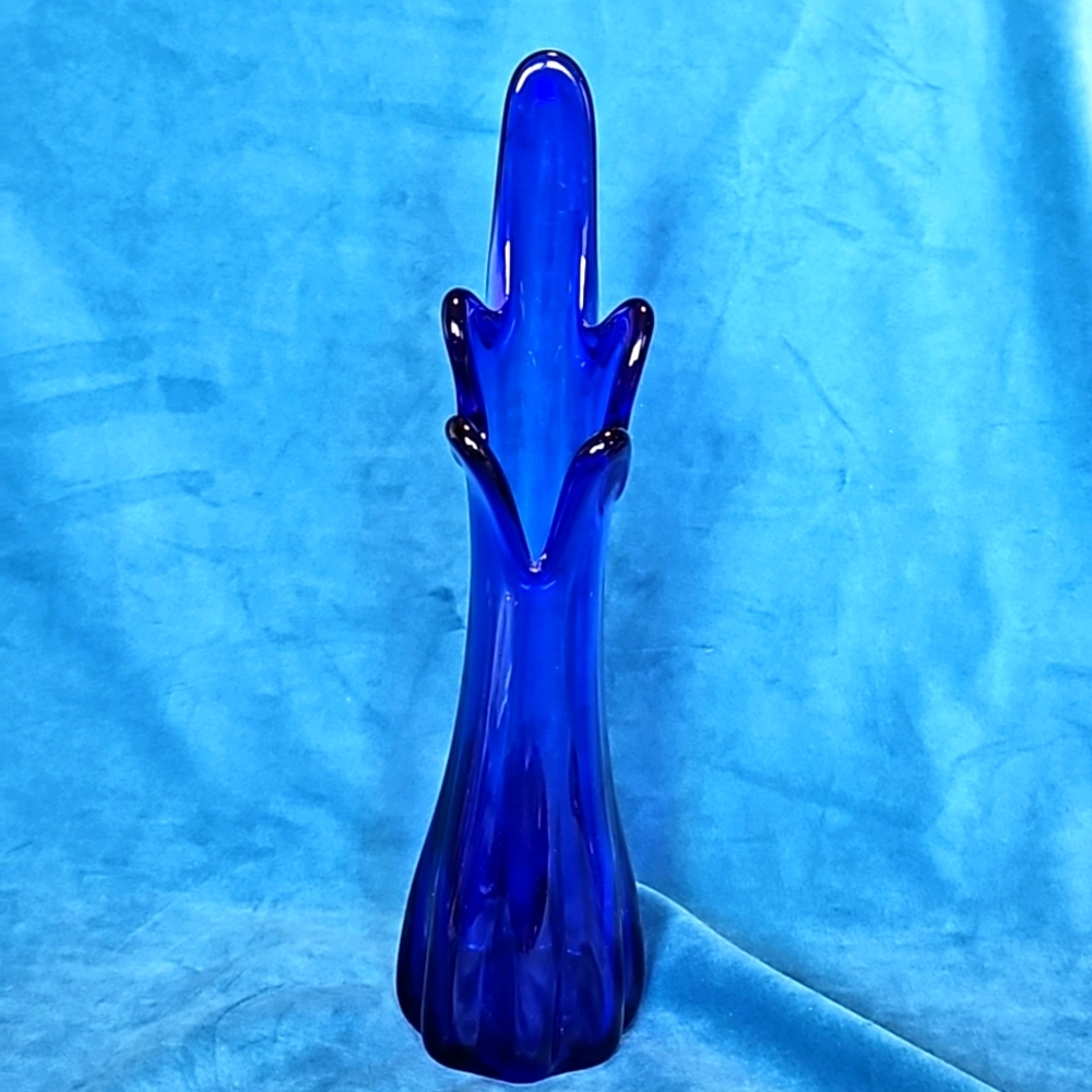 MCM swung vase, cobalt blue, 11" tall, great condition.